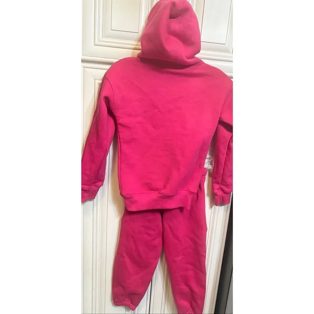 The Jade Collection Girl's 2 Piece Hoodie & Jogger Sweatsuit Set Pink Size 6